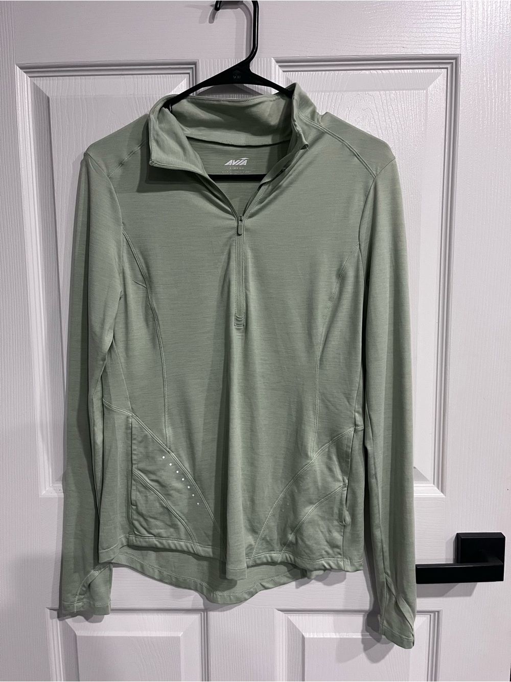 Avia Women’s Sage Green Quarter Zip Athletic Pullover Long Sleeve XS